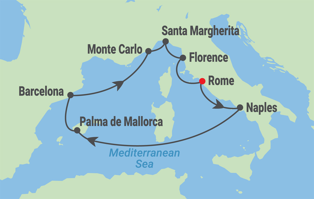 med cruise map